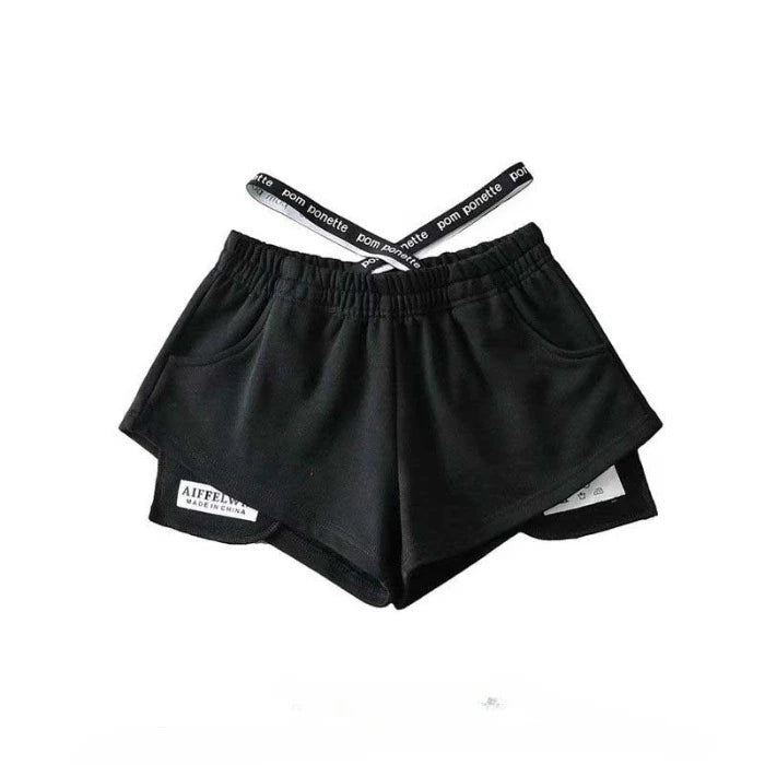 2025 Summer New Women's Casual Sports Shorts High Waist Design Letter Bandage Y2k Shorts Hot Pants