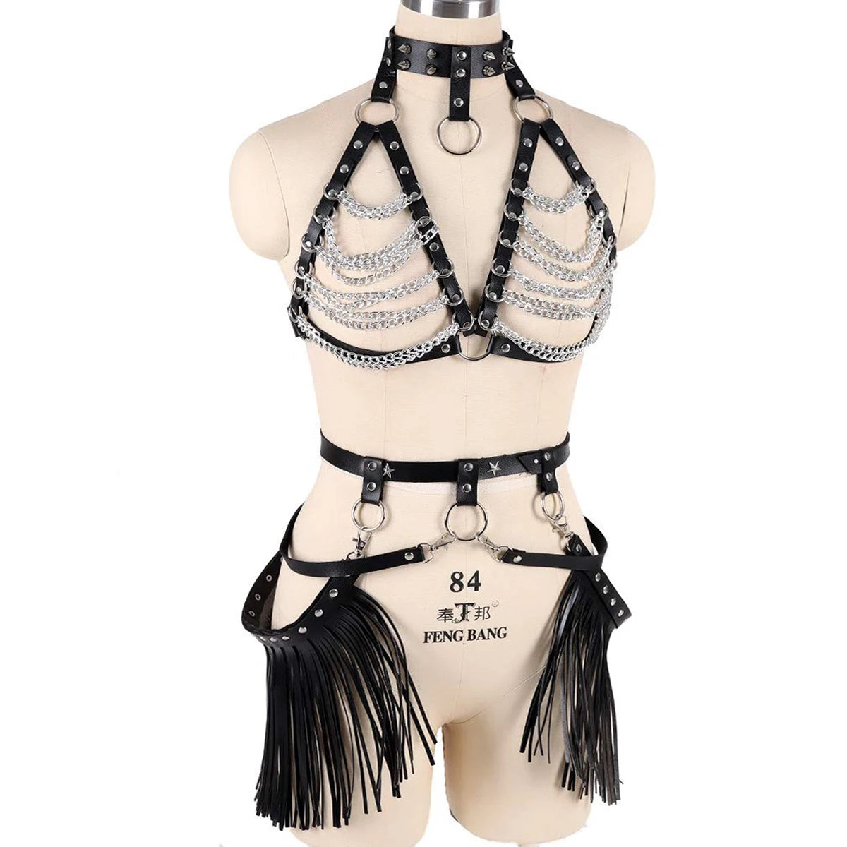 Women Trend Punk Belts Set Decoration Belt Female Street Style Chest Chain Leather Harajuku Goth Waistband Clothing Accessories