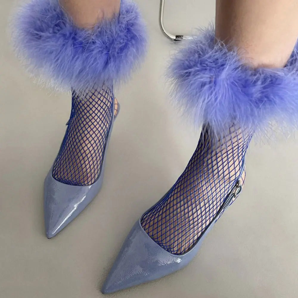 ASHBURN™ Feather Fishnet Mid-Tube Socks – Ruffle Fantasy Edition