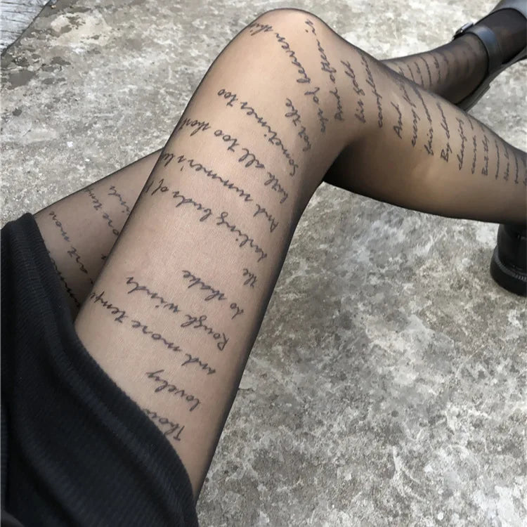 Letter Stockings Nightclub Party Accessories JK Sexy Diamonds Fishnet Tights Women Pantyhose Printed Designer Tights