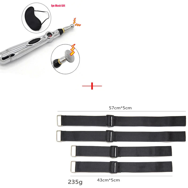 BDSM Set Electric Shock G-Spot Clitoris Stimulator Vaginal Pen Hand Arm To Thigh Cuff Bondage Metal Labia Clip Exotic Sex Toys