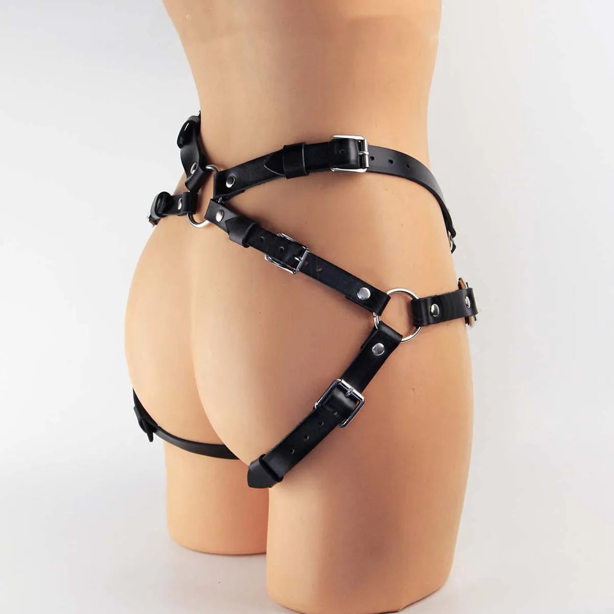 Sexy lingerie, PU leather ring, D-shaped ring, couple's gaming equipment, erotic clothing, punk style, carnival style, holiday w