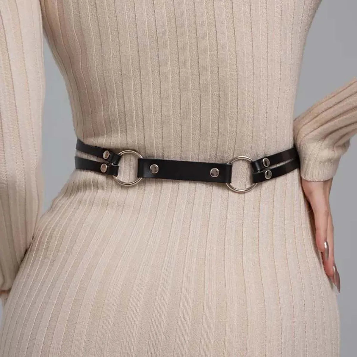 Women Fashion Pu Leather Harness Waist Belt Punk Decorative Waist Belt Straps Harness for Women Gothic Clothing Accessories
