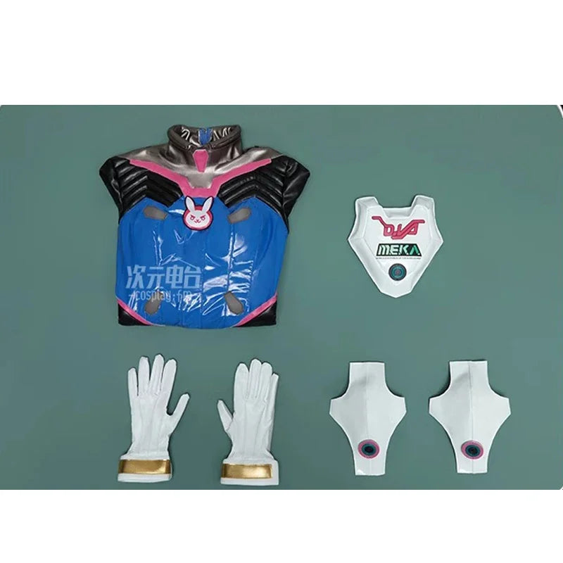 Game Overwatch Dva Song Hana Cosplay Costume Women Cute Elasticity Leather Jumpsuit Zentai Suit Halloween Carnival Party Clothes