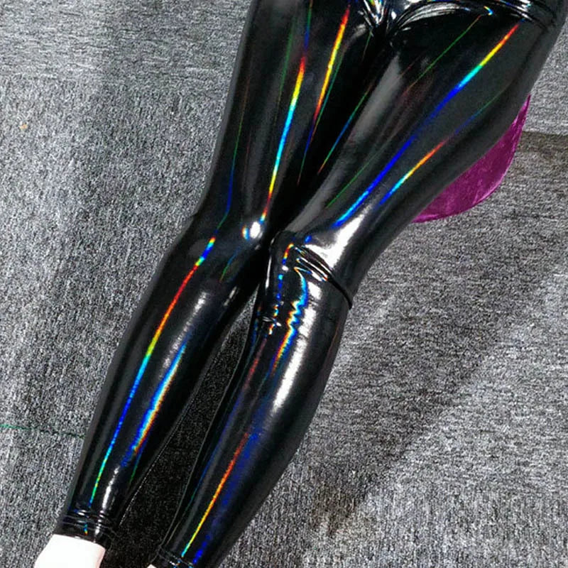 Dazzing Colors Pu Leather latex Pants Women Big Size Bright Slim Leggings High Waist Hip Lift Tights Fashion Skinny Stretchy Pu Pants