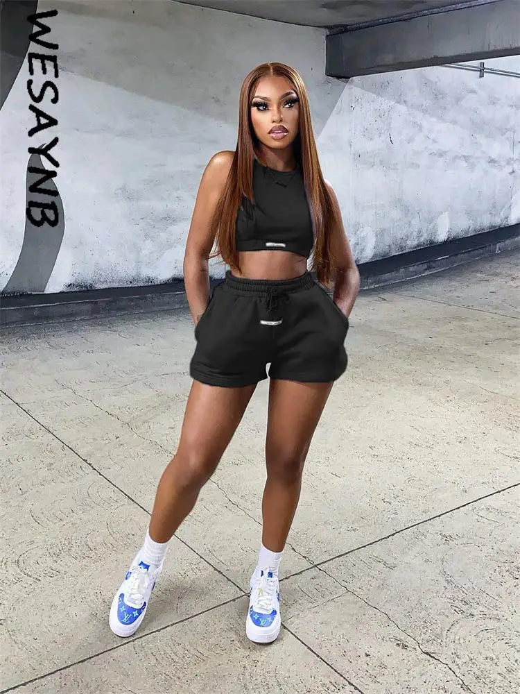 New in Matching Sets 2 Two Pieces Women Pants Sets Crop Tops Pink Tracksuit Sweatpants Activewear Workout Short Sets Outfits