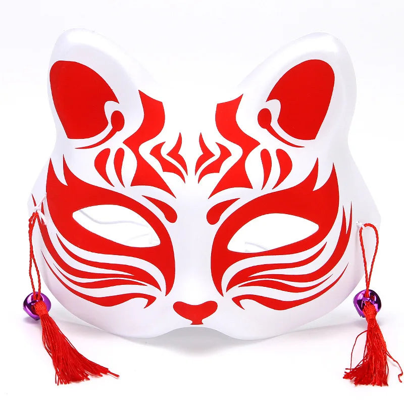 Fox Mask Japanese Cosplay Mask Half Face PVC Kabuki Kitsune Masks Masquerade Anime Cosplay Cat Mask Rave Festivals Party Props
