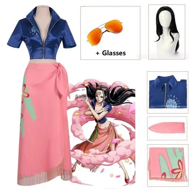 Anime Cosplay Costume Dress Outfits Nico Robin Cosplay Costume Glasses Party Wig Suit Costumes For Girl Halloween Carnival Suit