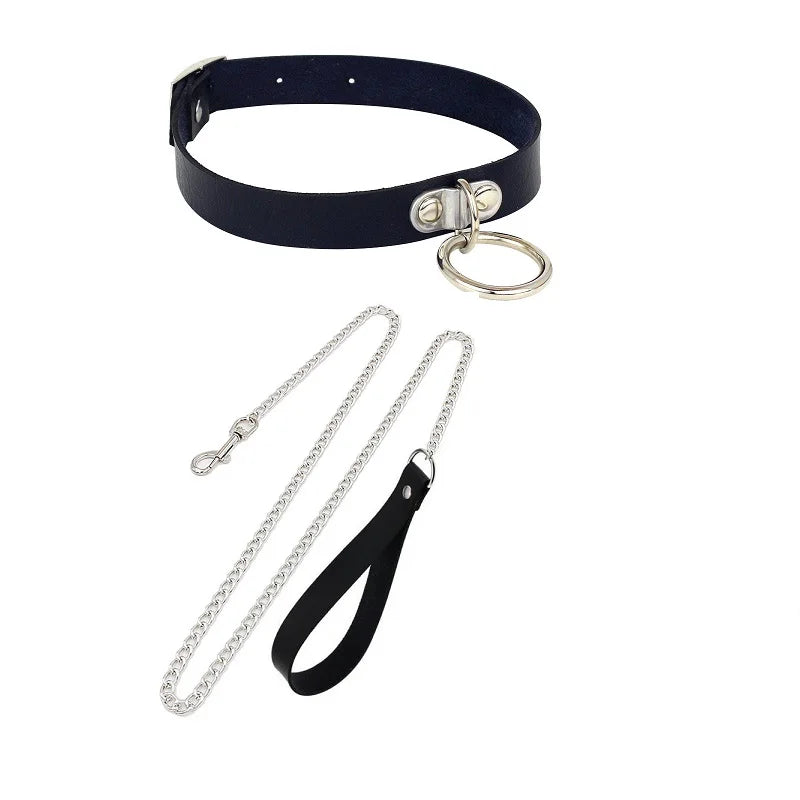 Sexy Necklace Collar Leather Bdsm Cosplay Slave Heart Collars And Leash Set For Women Bondage Gothic Choker Bell Accessories