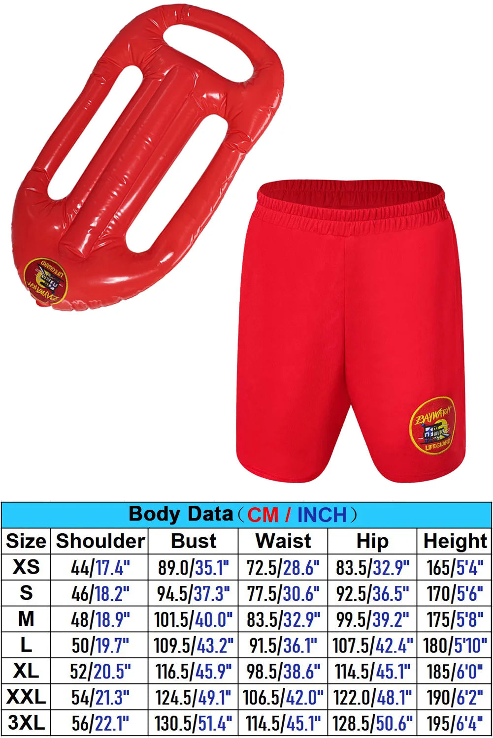 1989 TV Baywatch Costume Disguise Mitch Buchannon Cosplay Fantasy Shorts Summer Beach Wear Adult Men Roleplay Fantasia Outfits