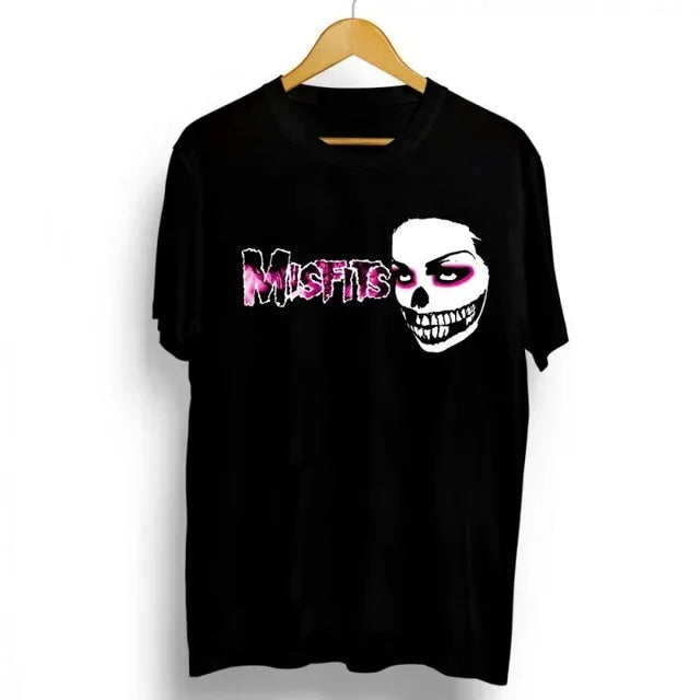 T Shirt Y2K Men's Womens Harajuku Gothic Hip Hop Graphic Printing Cotton Round Neck MISFITS Oversized Tees Short Sleeve Tops