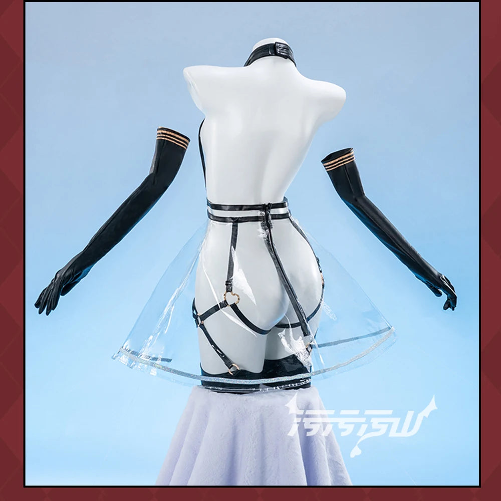 dark Nurse Cosplay Costumes Nurse Uniform Painted Leather Dress Cyberpunk Sexy Maid Dress Women Anime Clothes transparent dress