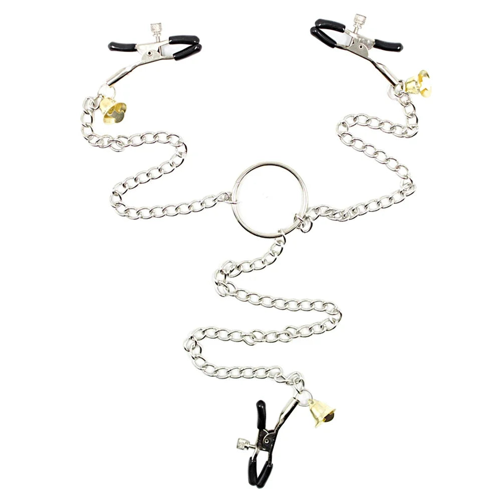 Metal Nipple Clamp With Sexy Chain For Women Fetish To Breast Labia Clip Anal Stimulation Massager BDSM Bondage Kit Sex Products