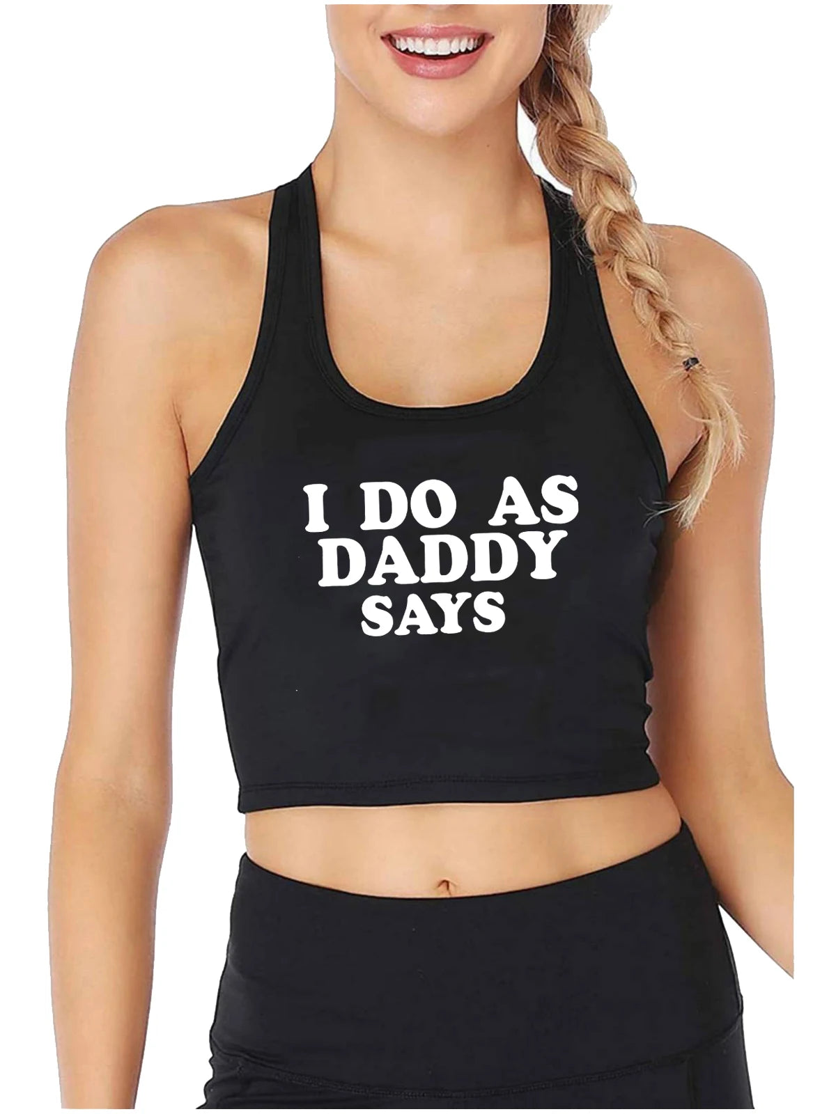 I Do As Daddy Says Design Cotton Sexy Crop Top Sugar Baby BDSM Kinky Submissive Dominant Tank Tops Girl's Naughty Camisole