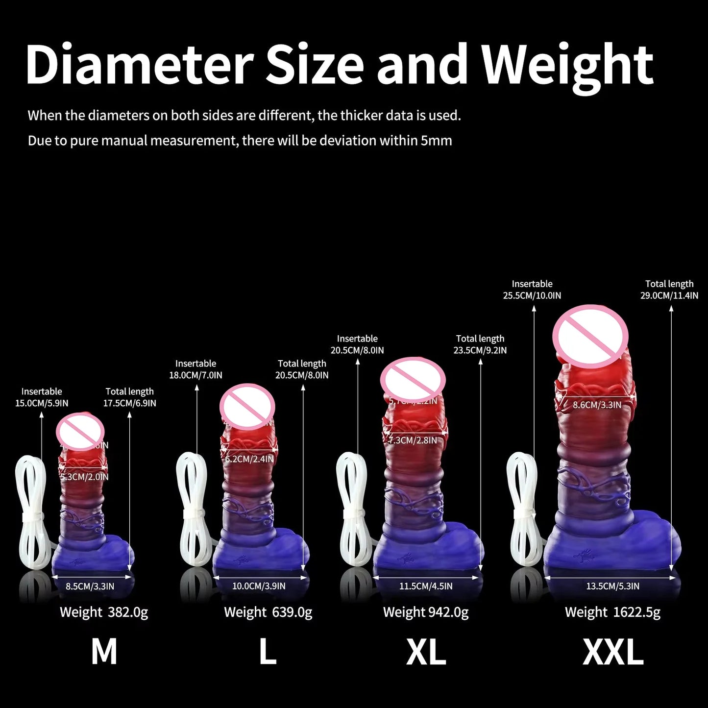M-XXL-11.4IN + TUBE Dildo Tube - Clear Silicone Dildo in Assorted Sizes for Couples And Individuals