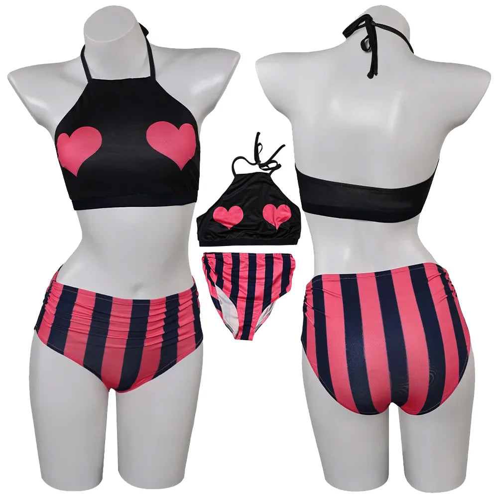 New Fashion Velvette Cosplay Cartoon Bikini Swimsuit Costume Roleplay Swimwear Outfits Halloween Carnival Party Suit