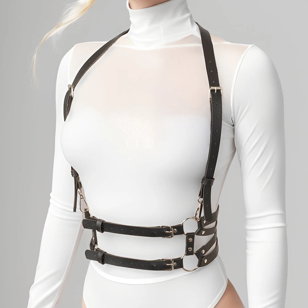 Women Fashion Leather Harness Waist Belt Pu Leather Harness Corset Suspenders for Women Goth Harness Women Clothing Accessories