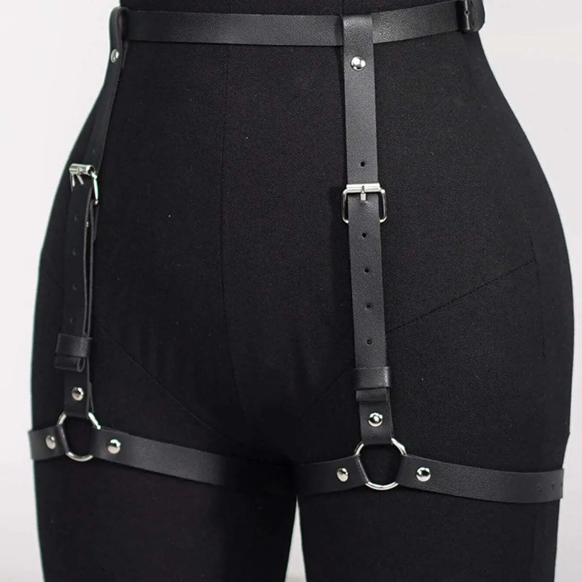Sexy Harness Garter Harness Pu Leather Adjustable Studded Decor Bondage Leg Harness Garter chest harness