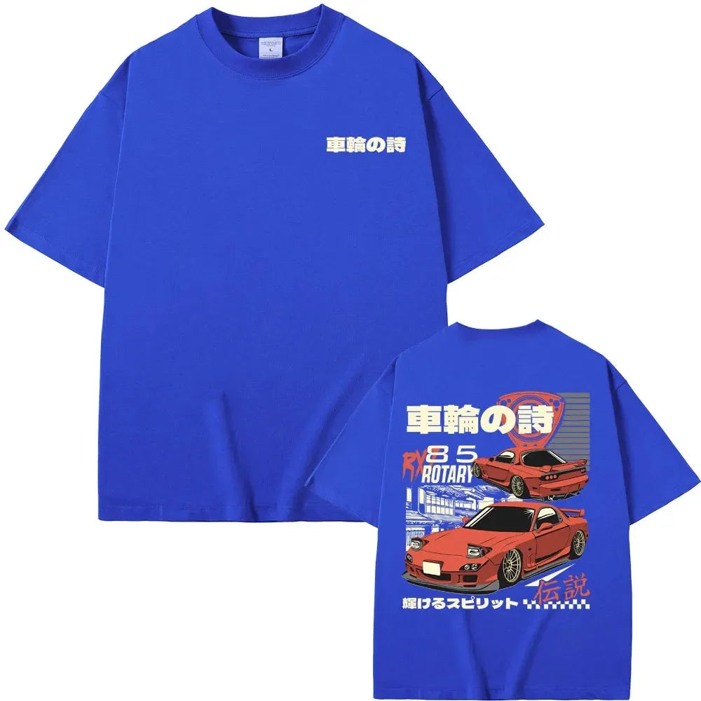 2024 Anime Initial D Drift AE86 Print Tshirt RX-7 R34 Skyline GTR JDM Men's Vintage Harajuku Oversized T Shirts