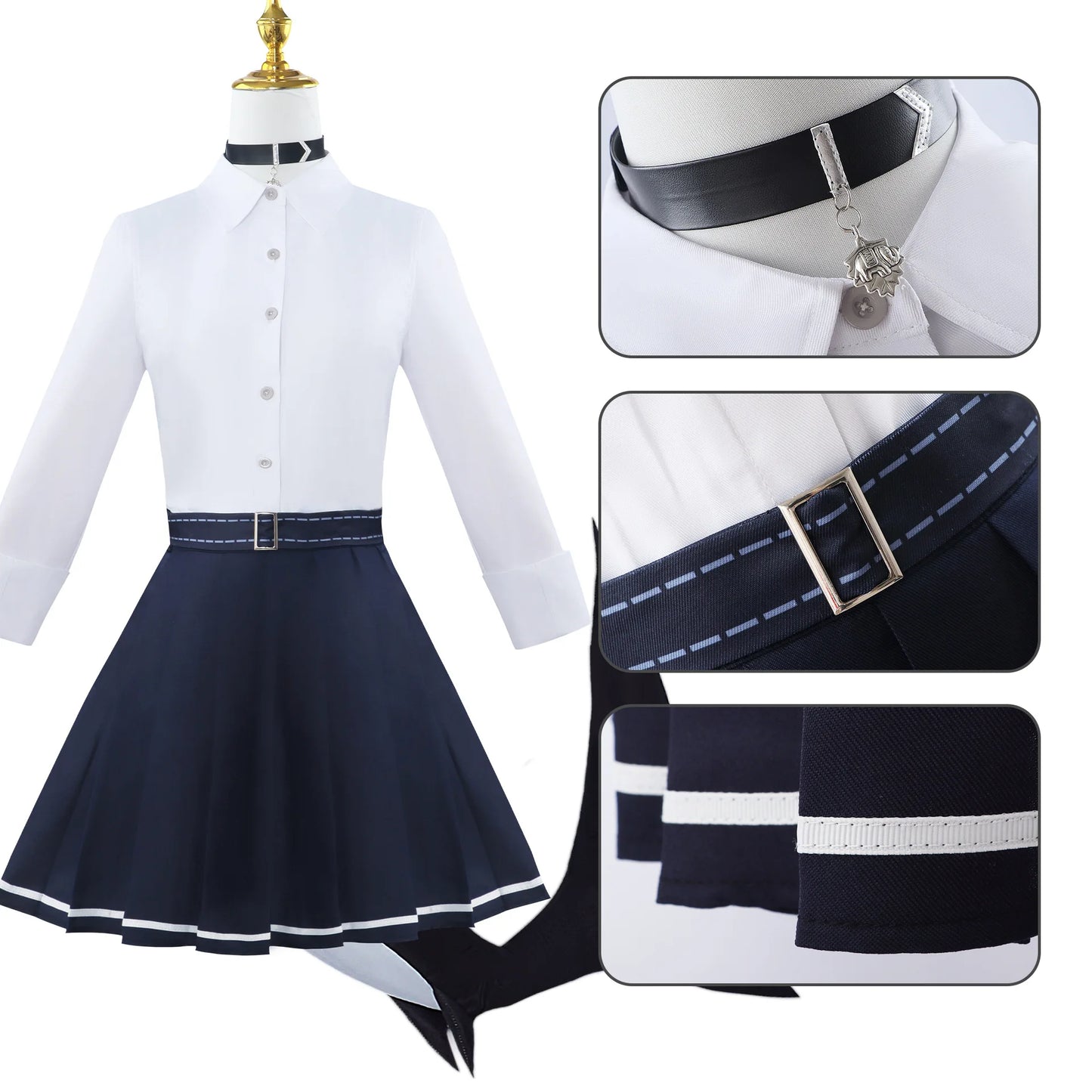 Zenless Zone Zero Ellen Joe Cosplay Costume Tail JK Dress Uniform Necklace Victoria Housekeeping Halloween Party for Women Prop