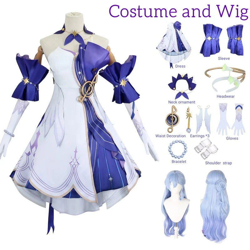 Robin Cosplay Game Honkai Star Rail Robin Cosplay Costume Anime 3D Print Dresses Wig Role Play Uniform Full Set for Women Girls
