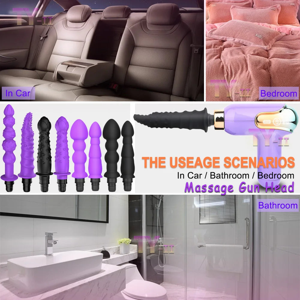Massage Gun Heads vibration dildo penis adult sex toys silicone head VIBRAT for Fascia gun percussion Vibrators for Female Man