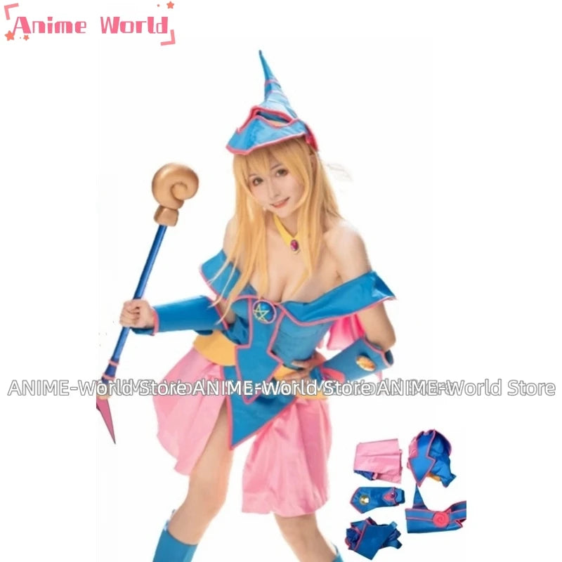 Anime Women's Dark Magician Girl Cosplay Costume with Hat for Woman Halloween Wig Cosplay Costume Outfityxw