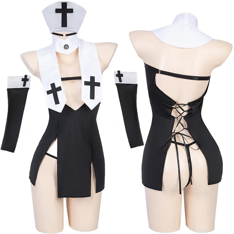 AniLV New Nun Series Uniform Halloween Cosplay Women Medieval Convent Sister Dress Outfit Set Costumes