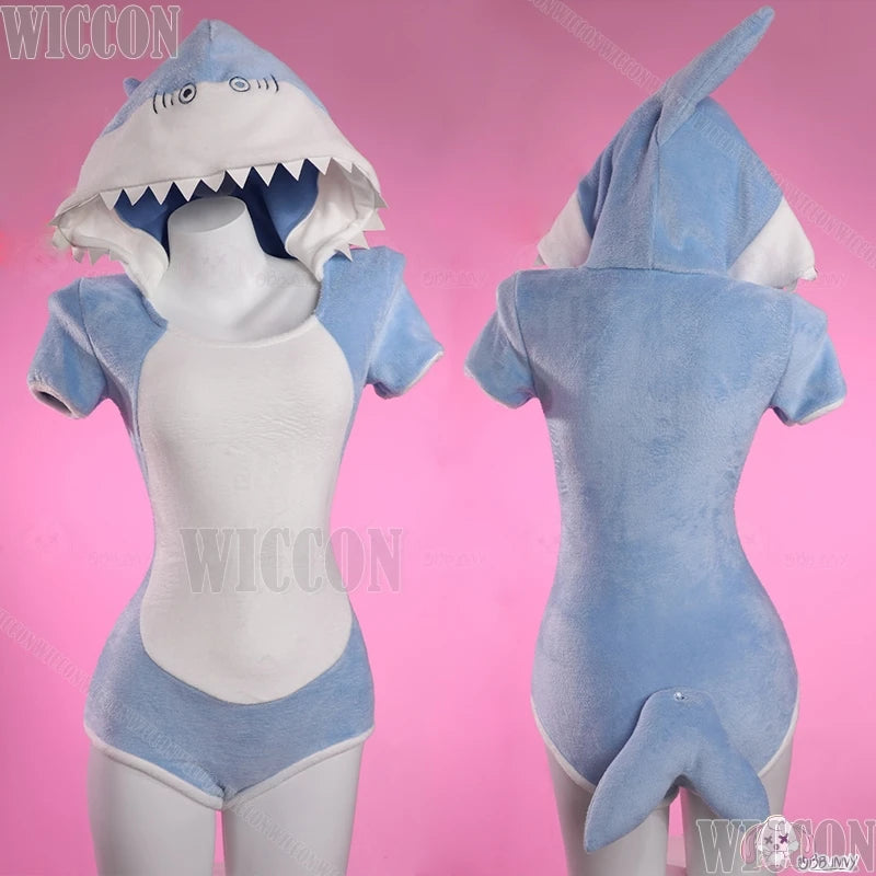 Gawr Gura One-piece Nightgown Cutie Sharks Tails Sexy Lingrie Cosplay Costume Halloween Women Xmas Hooded Pyjamas Customized