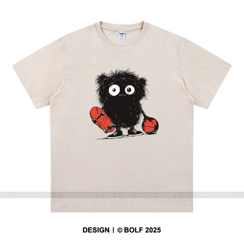 Anime Sketch Printed Men's T-Shirt 100% Cotton Oversized Kawaii Graphic Tees for Men Cute Japanese Streetwear