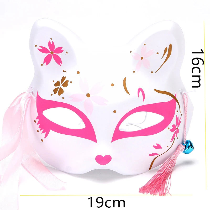 Fox Mask Japanese Cosplay Mask Half Face PVC Kabuki Kitsune Masks Masquerade Anime Cosplay Cat Mask Rave Festivals Party Props