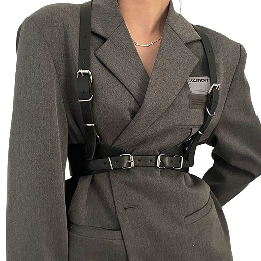 Women Fashion Leather Harness Waist Belt Gothic Suspender Woman Harness Decorative Harness Straps Punk Clothing Accessorie