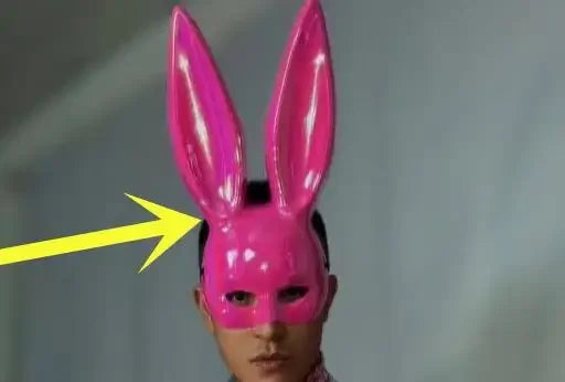 Male Pink Rabbit Masks Rhinestones Chest Chains Sexy Stage Rave Outfits Gogo Dancer Team Nightclub Bar Performance Dance Costume