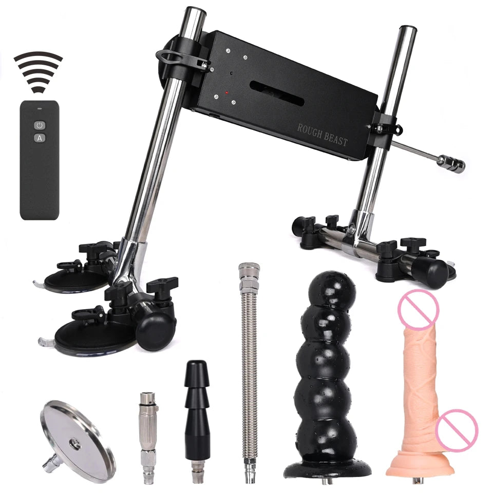 ROUGH BEAST Automatic Sex Machine with Dildo Attachment Wireless 70W Power Masturbation Machine for Women Telescopic Men Sex Toy