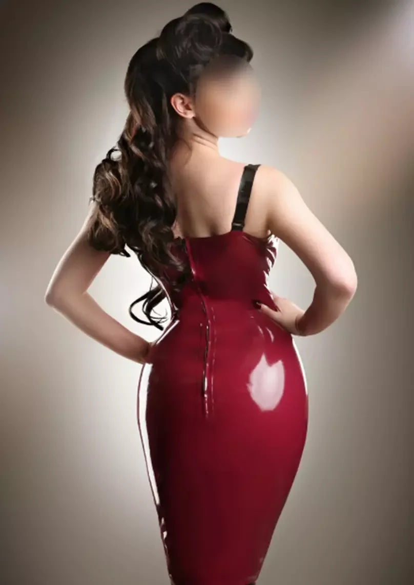 ASHBURN Ladies' latex mini dress, bound rubber dress, sexy and fashionable Fetish Club Wear
