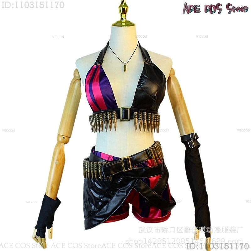 Game LOL Arcane Jinx Cosplay Costumes Wig Shorts Women bullets Decor Pow-Pow Powder Anime Game Halloween Party Roleplay
