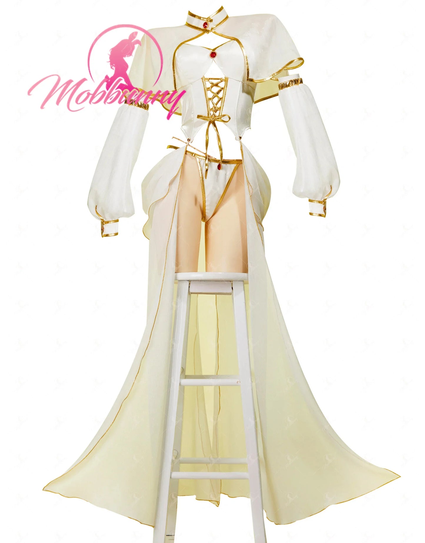 Mobbunny Women's Lingerie Set Top Skirt and Cape with Panty and Thigh-high Stockings Cosplay Costume