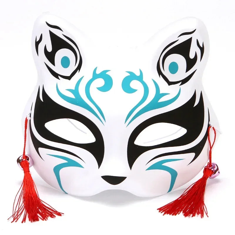Fox Mask Japanese Cosplay Mask Half Face PVC Kabuki Kitsune Masks Masquerade Anime Cosplay Cat Mask Rave Festivals Party Props