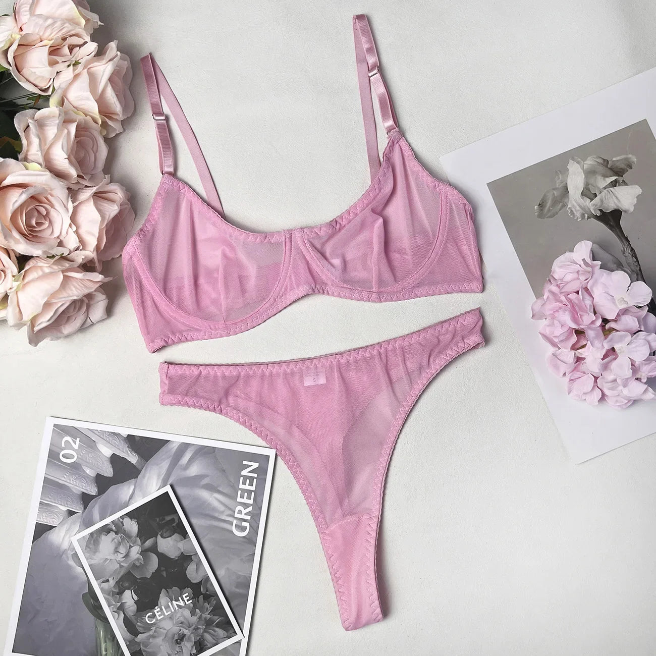 Ashburn 2 Piece Macarons Lingerie Sexy Seamless Underwear Set Women Bra Kit Push Up Lace Intimate Outfits Sensual Exotic Sets