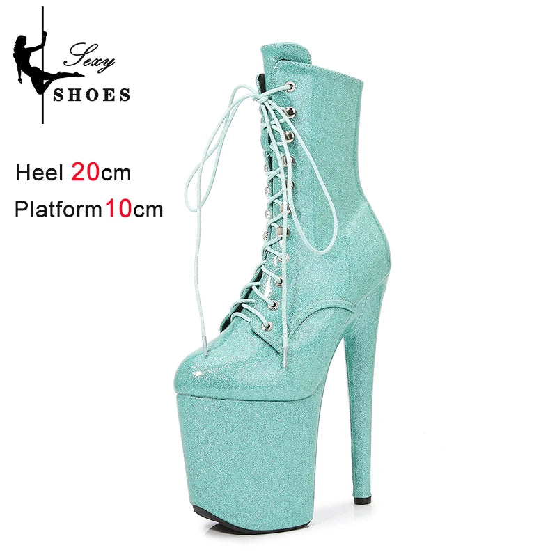 Sexy 8 Heel Pole Dancing Boots Stripper Exotic High Heels Platform Party Dress Shoes Women's Platform Ultra-high Shoes on Heels