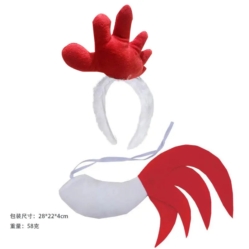 Chicken Costume Set Chicken Headband Tail Nose Gloves Tutu Skirt Socks for Women Halloween Rooster Dress up Thanksgiving Outfit