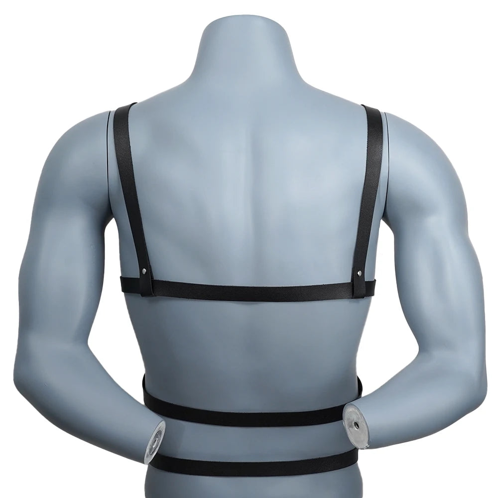 Men Harness BDSM Gay Pu Leather Harness Belt Adjustable Studded Decor Clothing Fetish Clothing Erotic Costume Bondage lingerie
