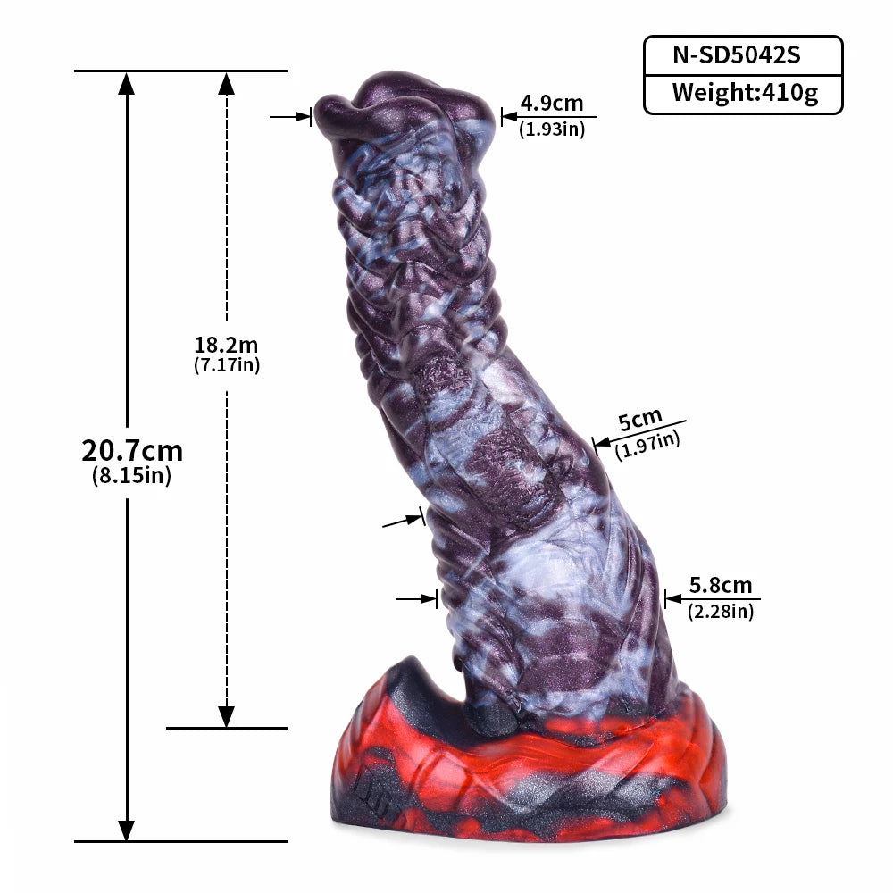 ASHBURN Fantasy Curve Scales ALIEN Dildo With Suction Cup S-M-L 10IN ALIEN Penis