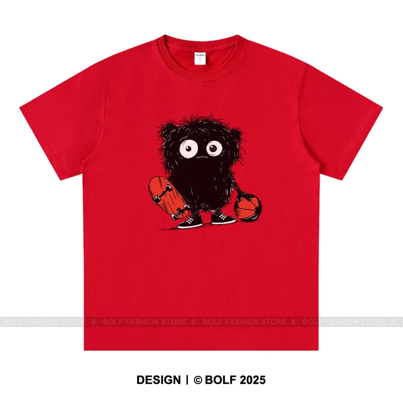Anime Sketch Printed Men's T-Shirt 100% Cotton Oversized Kawaii Graphic Tees for Men Cute Japanese Streetwear
