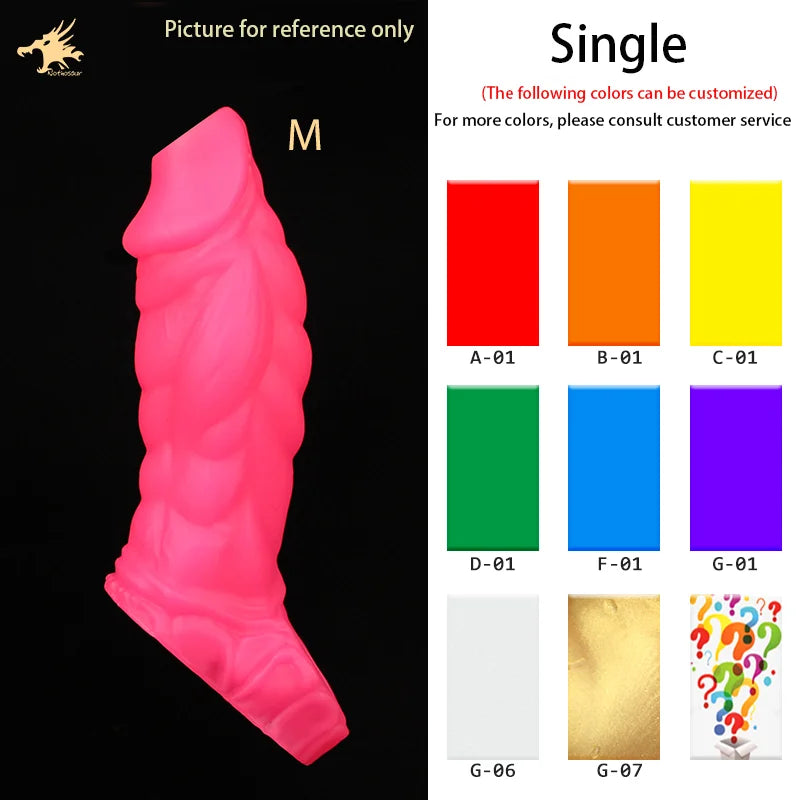 Fantasy Ribbed Dragon Penis Sleeve Soft Silicone Sex Toys Sheath Stretchable Cock Enlargement Hollow Dildo Male Masturbator