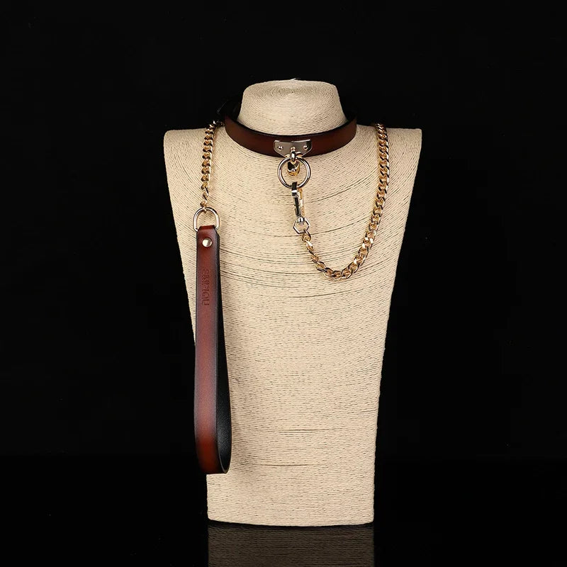 1Pcs Bondage Genuine leather Collar Slave Bed Neck Restraint with Leash BDSM Erotic Sex Toys For Women Couples Adult Games