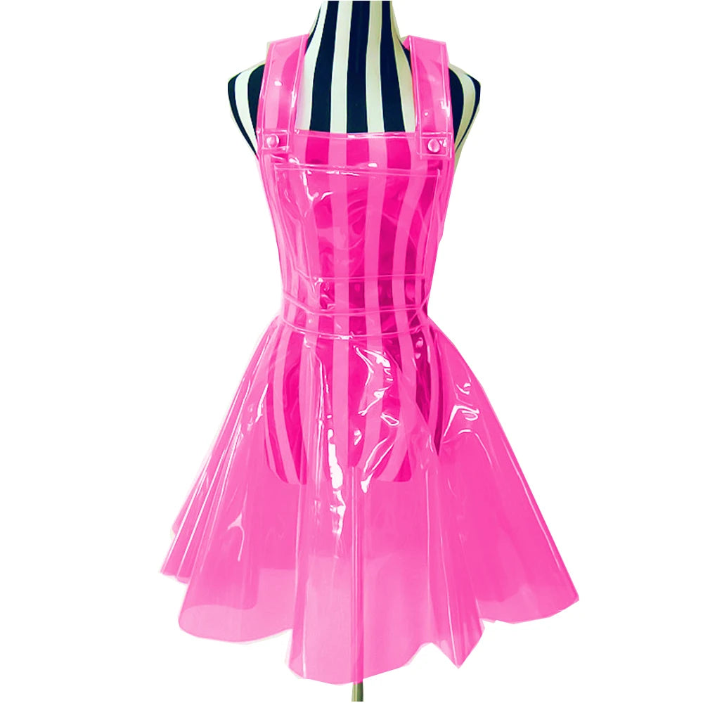 Women Plastic PVC Dress See Through A Line Transparent PVC Clear Dress Waterproof Dress Sexy Costume Gothic Sheer dress S-7XL