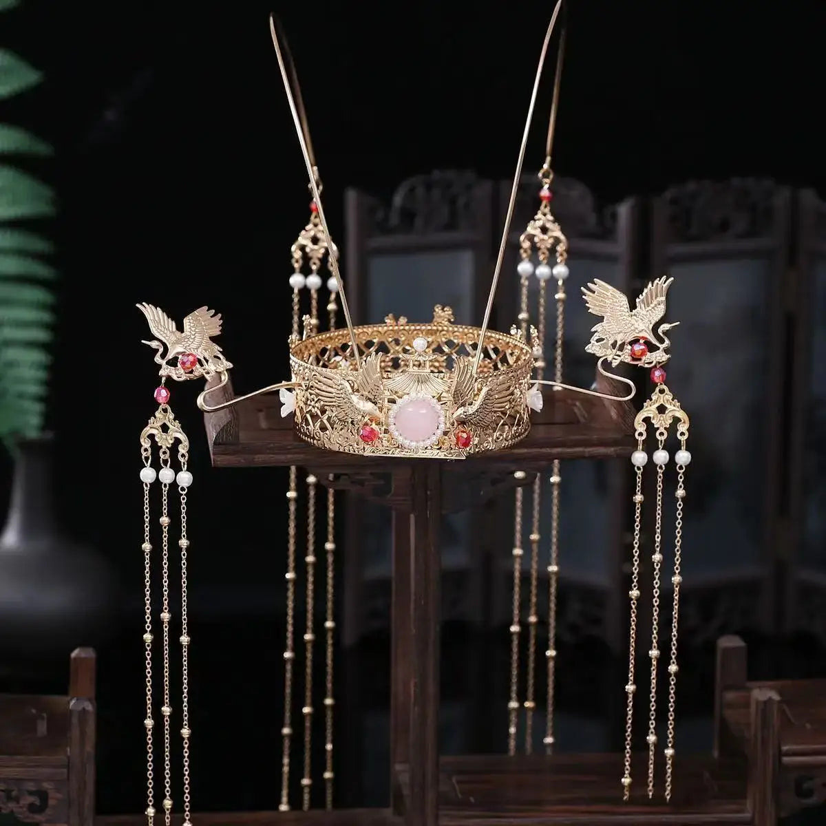 Heavenly Officials Bless Crown Prince Joy God Yue Shen's Wedding Dress Hair Crown Xie Lian Hair Crown Cosplay Han Fu Halloween