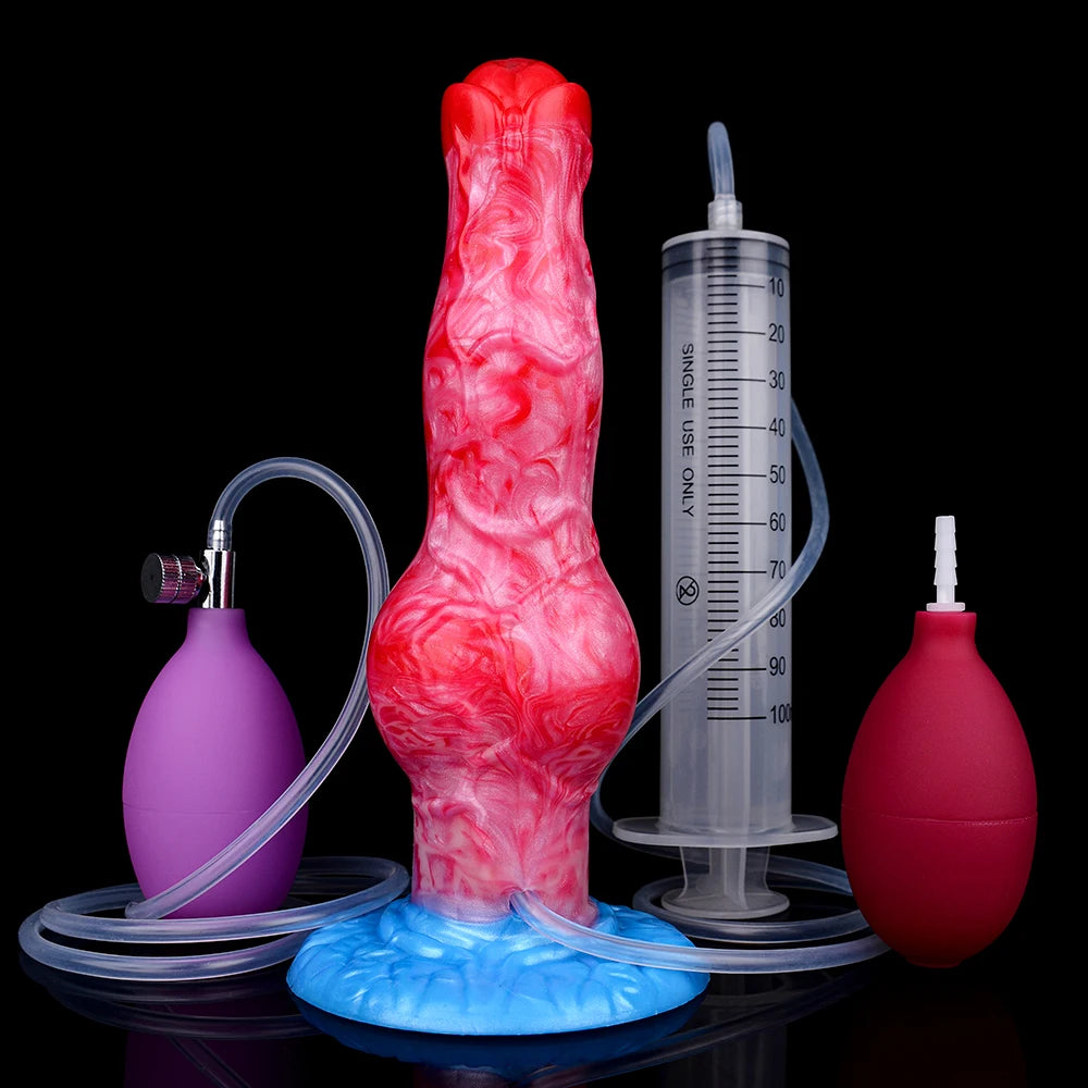 ASHBURN Squirting-Inflatable Fantasy Knot Dildo for Women Men with Quick Release Valve Stretch