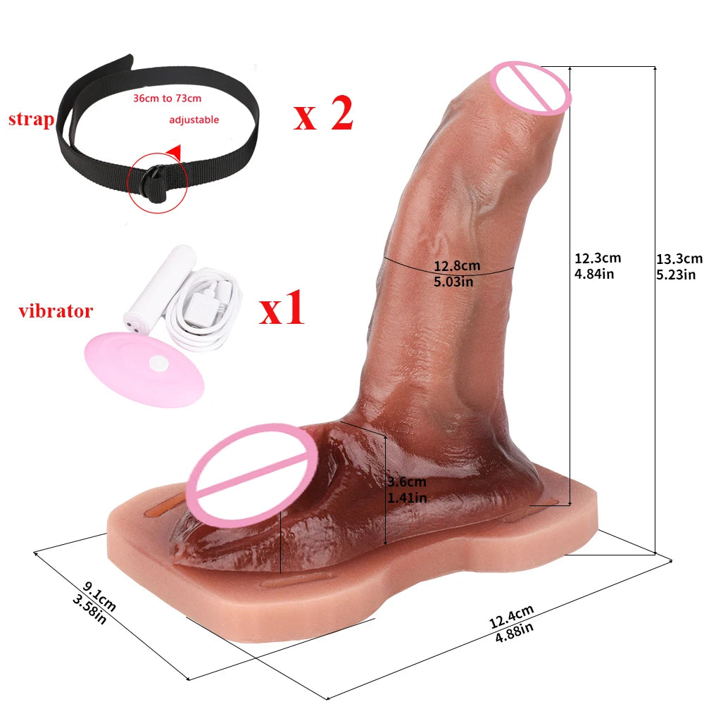 ASHBURN Wireless Control Strapon Silicone Vibrating Penetrate Sex Grinders Realistic Vagina Dildos Underwear Pad Anal Massage